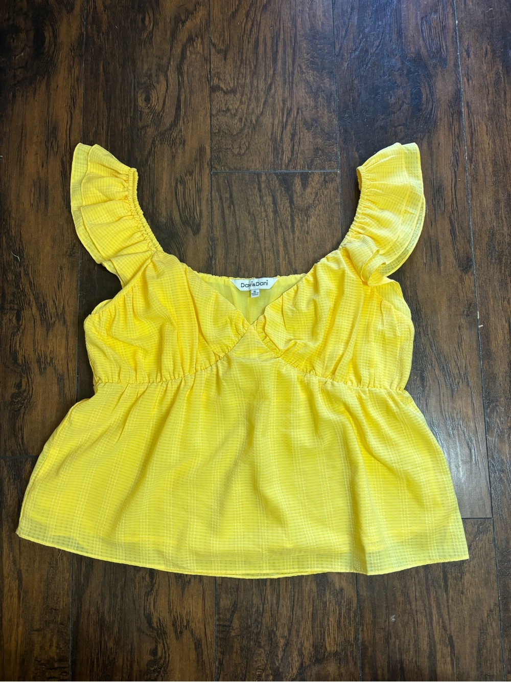 Women’s Davi & Dani Yellow Ruffle Babydoll Sleeveless Women's Top Size XL